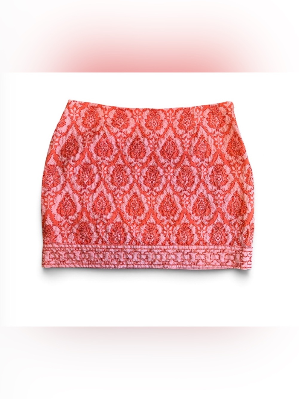 Tracy Reese Coral-Embroidered Pink Mini Skirt